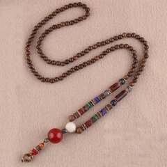 Деревянное ожерелье NEPAL BUDDHIST MALA Tibetan CORALS TALISMAN HMADE EL76 цена и информация | Женское колье | pigu.lt