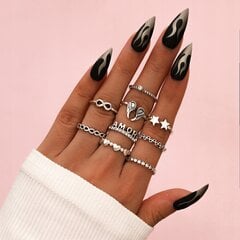 Серебряные кольца RETRO PUNK BOHO 90 SET OF RETRO RINGS 90 цена и информация | Кольца | pigu.lt