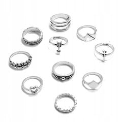sidabrinis RETRO PUNK BOHO 89 RETRO žiedų rinkinys kaina ir informacija | Žiedai | pigu.lt