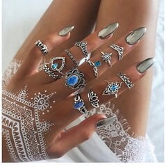 серебряные кольца RETRO PUNK BOHO 76 SET OF RETRO RINGS 76 цена и информация | Кольца | pigu.lt