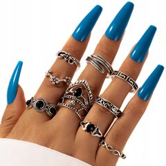 Серебряные кольца RETRO PUNK BOHO 74 SET OF RETRO RINGS 74 цена и информация | Кольца | pigu.lt