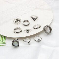 серебряные кольца RETRO PUNK BOHO 15 SET OF RETRO RINGS 15-SILVER-RINGS цена и информация | Кольцо | pigu.lt