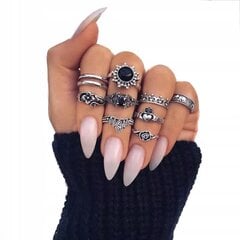 Серебряное кольцо RETRO PUNK BOHO 09 RETRO RING SET P09 цена и информация | Кольцо | pigu.lt