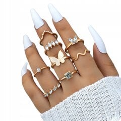 Золото RETRO PUNK VINTAGE RING SET 8 Pieces CLASSIC Crystals Z29 цена и информация | Кольца | pigu.lt