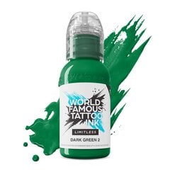 Краска для тату World Famous Dark Green № 2, 30 мл цена и информация | Карандаши, краска для бровей | pigu.lt