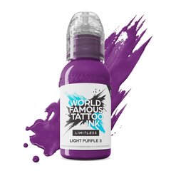 Tatuiruočių tušas World Famous, Light Purple No 3, 30 ml kaina ir informacija | Antakių dažai, pieštukai | pigu.lt