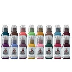 Набор красок для тату World Famous A.D. Pancho Pro Colour Set, 16*30 мл цена и информация | Карандаши, краска для бровей | pigu.lt