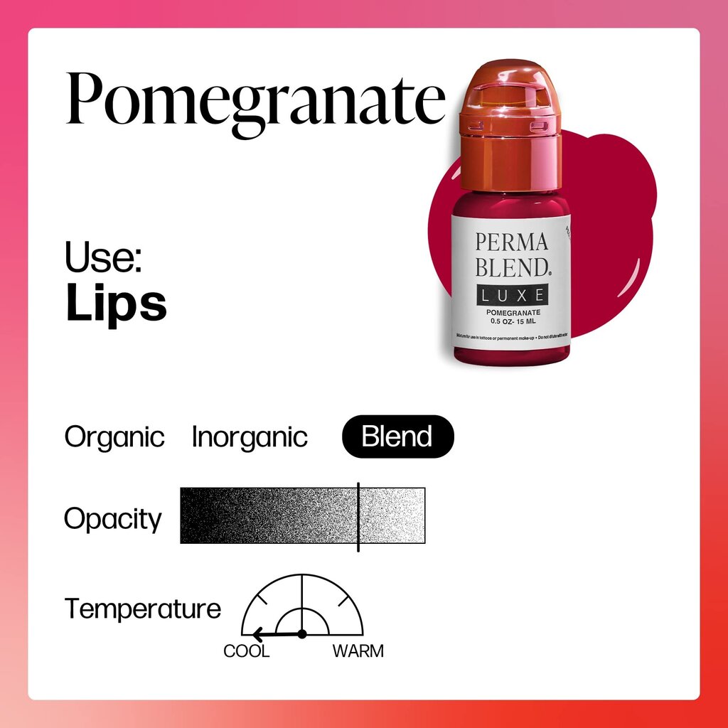 Permanentinio makiažo dažai Perma Blend Luxe Pomegranate, 15 ml kaina ir informacija | Antakių dažai, pieštukai | pigu.lt