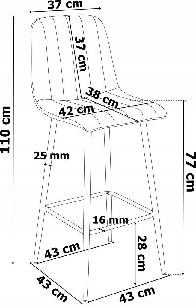 eHoker grafito 110 cm audinys, pilkas kaina ir informacija | Virtuvės ir valgomojo kėdės | pigu.lt
