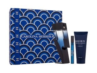 Косметический набор Carolina Herrera Bad Boy Cobalt EDP для мужчин: Парфюмерная вода 100 мл + Парфюмерная вода мини 10 мл + Гель для душа 100 мл цена и информация | Мужские духи | pigu.lt