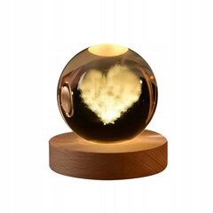 Стеклянный глобус 3D NIGHT LIGHT 6 см с питанием от USB для детской спальни HEART цена и информация | Детские светильники | pigu.lt