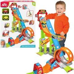 Garažas + automobilių bėgių rinkinys su paleidimo įrenginiu ir ABC kilpa + 2 transporto priemonės kaina ir informacija | Žaislai berniukams | pigu.lt