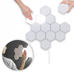 8 KOMPLEKTAS LED SENOVINĖS LAMPOS HEXAGON SIX SIX ANGLE WHITE TAPE Quantum touch kaina ir informacija | Išmanioji technika ir priedai | pigu.lt