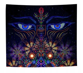 UV SENŲ DEKORACIJA UV FLUORESCENTINIS VIDINYS GOBELIN ODBLASK 150x150cm EYES kaina ir informacija | Reprodukcijos, paveikslai | pigu.lt