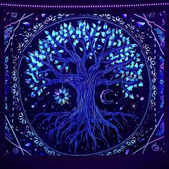 Настенное украшение UV FLUORESCENT GOBELIN ODBLASK 150cm XXL Tree цена и информация | Репродукции, картины | pigu.lt