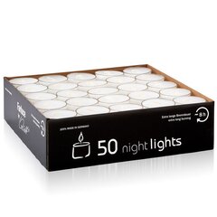 "Qult Farluce Nightlights" - 50 чайных свечей - Ø 38 x 25 мм - Белый цена и информация | Подсвечники, свечи | pigu.lt