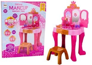 Vaikiškas kosmetinis staliukas su priedais Lean Toys Dream Makeup Fantasy Time, rožinis kaina ir informacija | Žaislai mergaitėms | pigu.lt