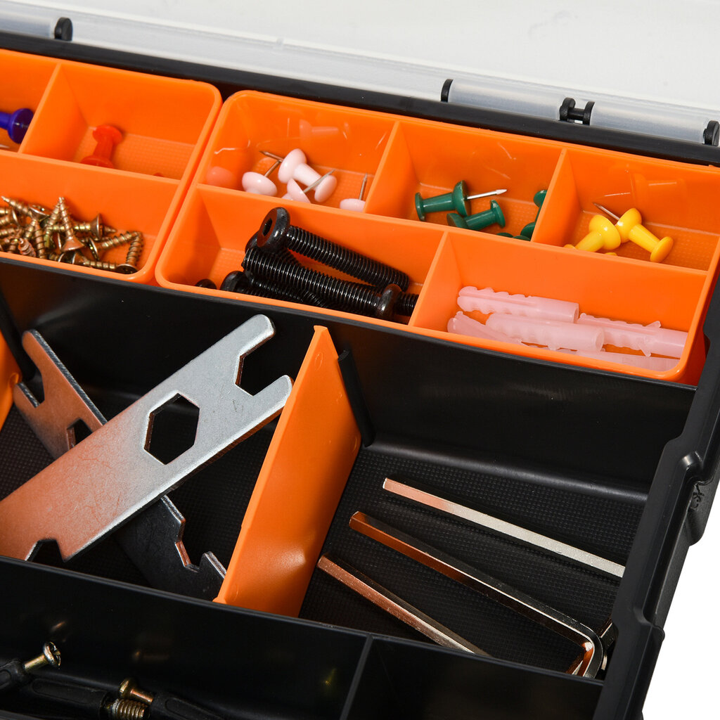 Įrankių dėžė Durhand, juoda/oranžinė kaina ir informacija | Įrankių dėžės, laikikliai | pigu.lt