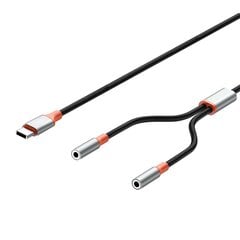 XO cable audio 2in1 NB-R269B 3.5mm USB-C - socket 3.5mm jack | socket 3.5mm jack 1,2 m black цена и информация | Кабели для телефонов | pigu.lt