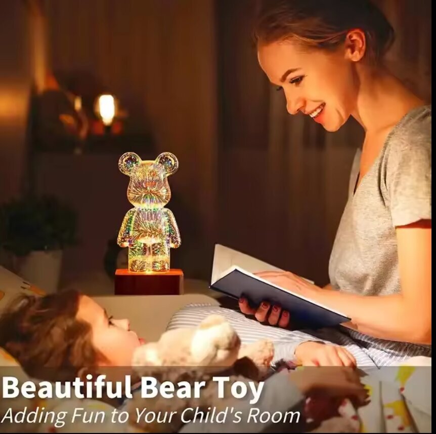 3D LED šviestuvas Bear Happy People kaina ir informacija | Vaikiški šviestuvai | pigu.lt