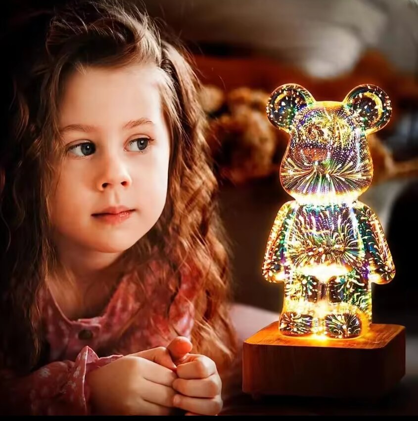 3D LED stalinis šviestuvas Bear Happy People kaina ir informacija | Vaikiški šviestuvai | pigu.lt