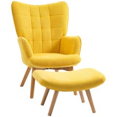 Fotelis su pakoju Homcom, geltonas kaina ir informacija | Svetainės foteliai | pigu.lt