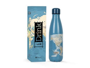 Termo gertuvė Itotal Blue maps, 500ml(1vnt.) kaina ir informacija | Termosai, termopuodeliai | pigu.lt