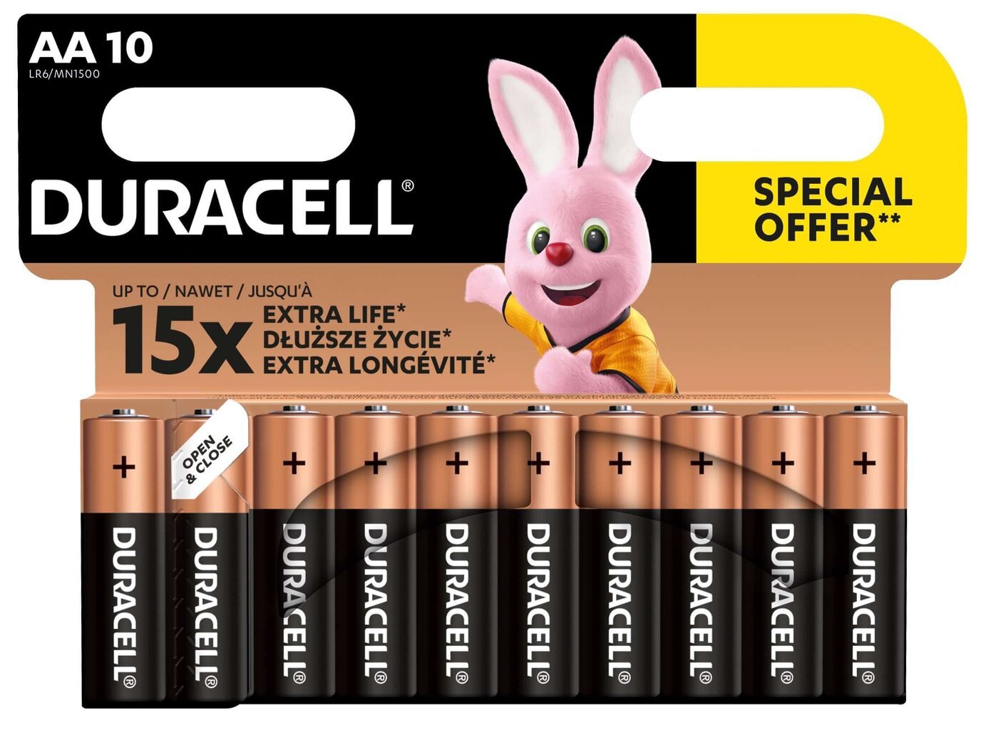 Baterijos Duracell AA, 10 vnt. kaina ir informacija | Elementai | pigu.lt