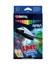 Spalvoti pieštukai Jumbo 12 spalvų apvaliu korpusu Nasa(1vnt.) kaina ir informacija | Kanceliarinės prekės | pigu.lt