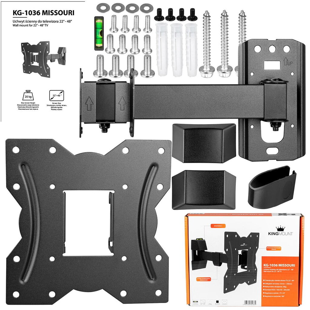 King Mount KG-1036 15-48" kaina ir informacija | Televizorių laikikliai, tvirtinimai | pigu.lt