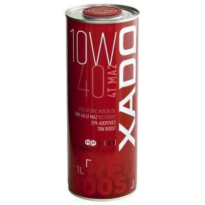 Xado Atomic Oil 10W-40 4T MA2 Red Boost, variklinė alyva, 1L цена и информация | Moto alyvos | pigu.lt