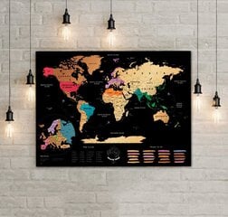 Скретч карта мира со стирающимся слоем, карта путешественника цена и информация | Карты мира | pigu.lt