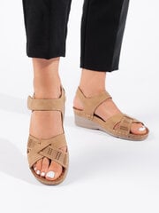 Moteriški sandalai ant velcro kulno kupranugario spalvos (-) 0000296594511 kaina ir informacija | Basutės moterims | pigu.lt