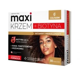 Maxi Krzem + Biotyna, 30 kapsulių sugebėjimas palaikyti normalią plaukų ir nagų būklę kaina ir informacija | Priemonės plaukų stiprinimui | pigu.lt