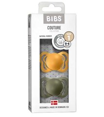 BIBS 0-6 mėn. čiulptukai COUTURE, 2 vnt., Honey Bee/Olive kaina ir informacija | Čiulptukai | pigu.lt