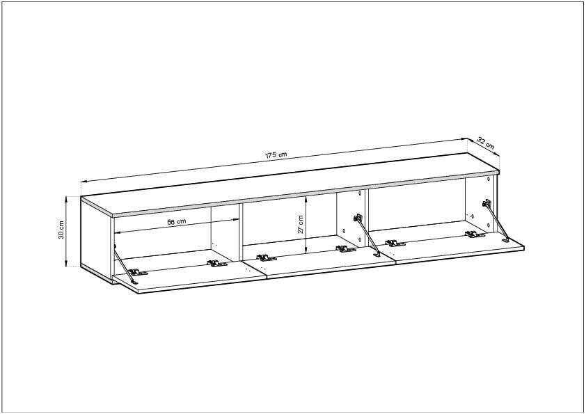 Tv staliukai Oro FURNLUX CLASSIC, 175x32x30 cm, baltas kaina ir informacija | TV staliukai | pigu.lt