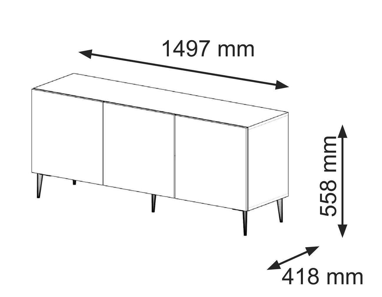 Tv staliukai Ravenna B FURNLUX CLASSIC, 150x42x56 cm, bėžas kaina ir informacija | TV staliukai | pigu.lt