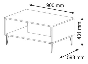 Kavos staliukai Ravenna B FURNLUX CLASSIC, 90x60x43 cm, baltas kaina ir informacija | Kavos staliukai | pigu.lt