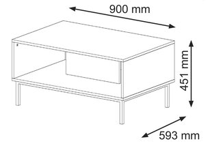 Kavos staliukai Ravenna B FURNLUX CLASSIC, 90x60x45 cm, baltas kaina ir informacija | Kavos staliukai | pigu.lt