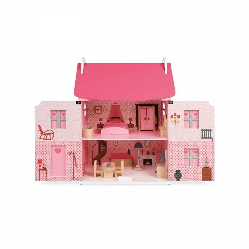 Mdinis lėlių namas su baldais MADEMOISELLE DOLL`S HOUSE цена и информация | Žaislai mergaitėms | pigu.lt