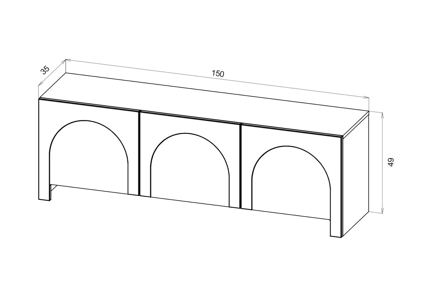 Tv staliukai Arco FURNLUX CLASSIC, 150x35x49 cm, baltas kaina ir informacija | TV staliukai | pigu.lt