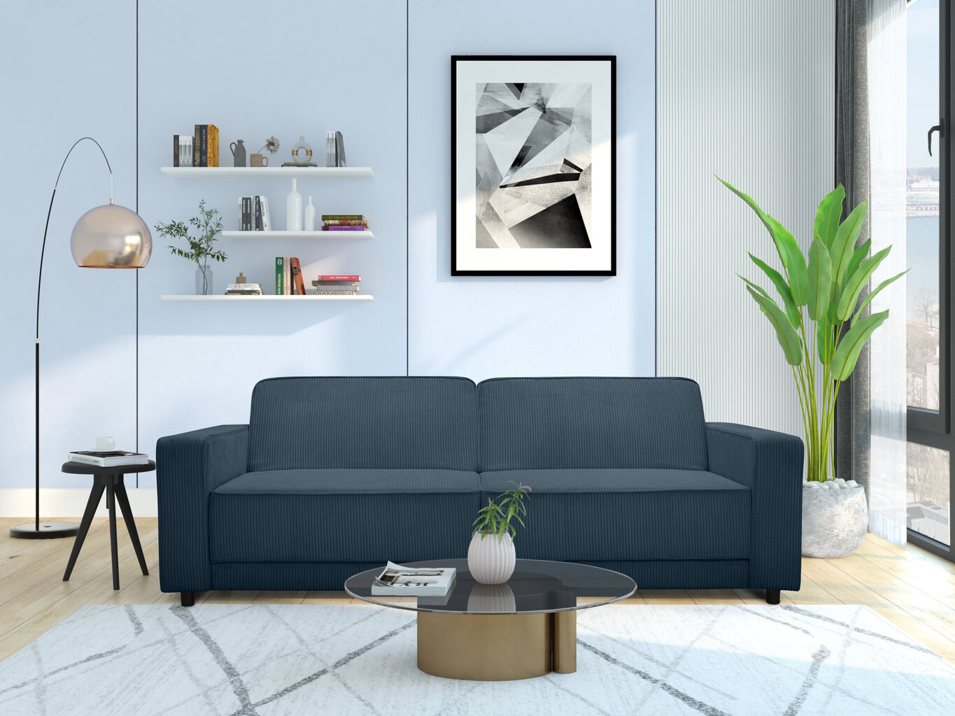 Dvivietė sofa-lova Dorel Home Allie, mėlyna kaina ir informacija | Sofos | pigu.lt