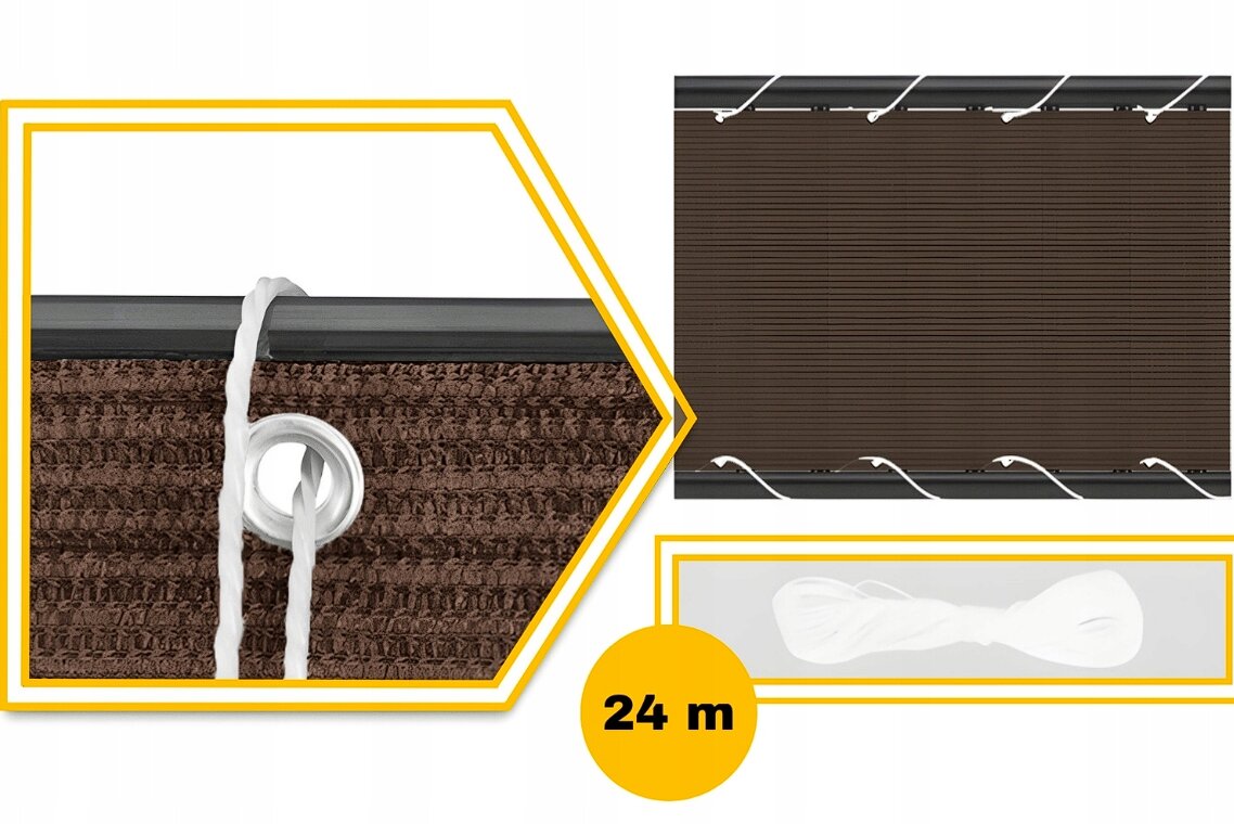 Balkono uždanga su virve GoGarden, 0,9 x 5 m, ruda kaina ir informacija | Skėčiai, markizės, stovai | pigu.lt