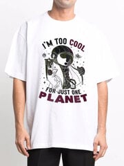 Marškinėliai Trace of Space Oversize men's white "I`m too cool for just one planet" TOSW20046_S kaina ir informacija | Vyriški marškinėliai | pigu.lt