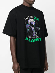 Marškinėliai Trace of Space Oversize men's black "I`m too cool for just one planet" TOSB20069_S kaina ir informacija | Vyriški marškinėliai | pigu.lt