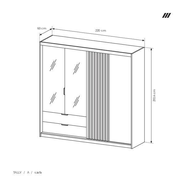 Spinta Tally FURNLUX CLASSIC, 220x60x211 cm, bėžas kaina ir informacija | Spintos | pigu.lt