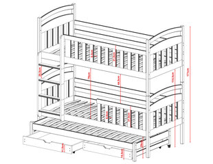 Двухъярусные кровати Viki FURNLUX CLASSIC, 98x198x171 cm, серый цена и информация | Кровати | pigu.lt