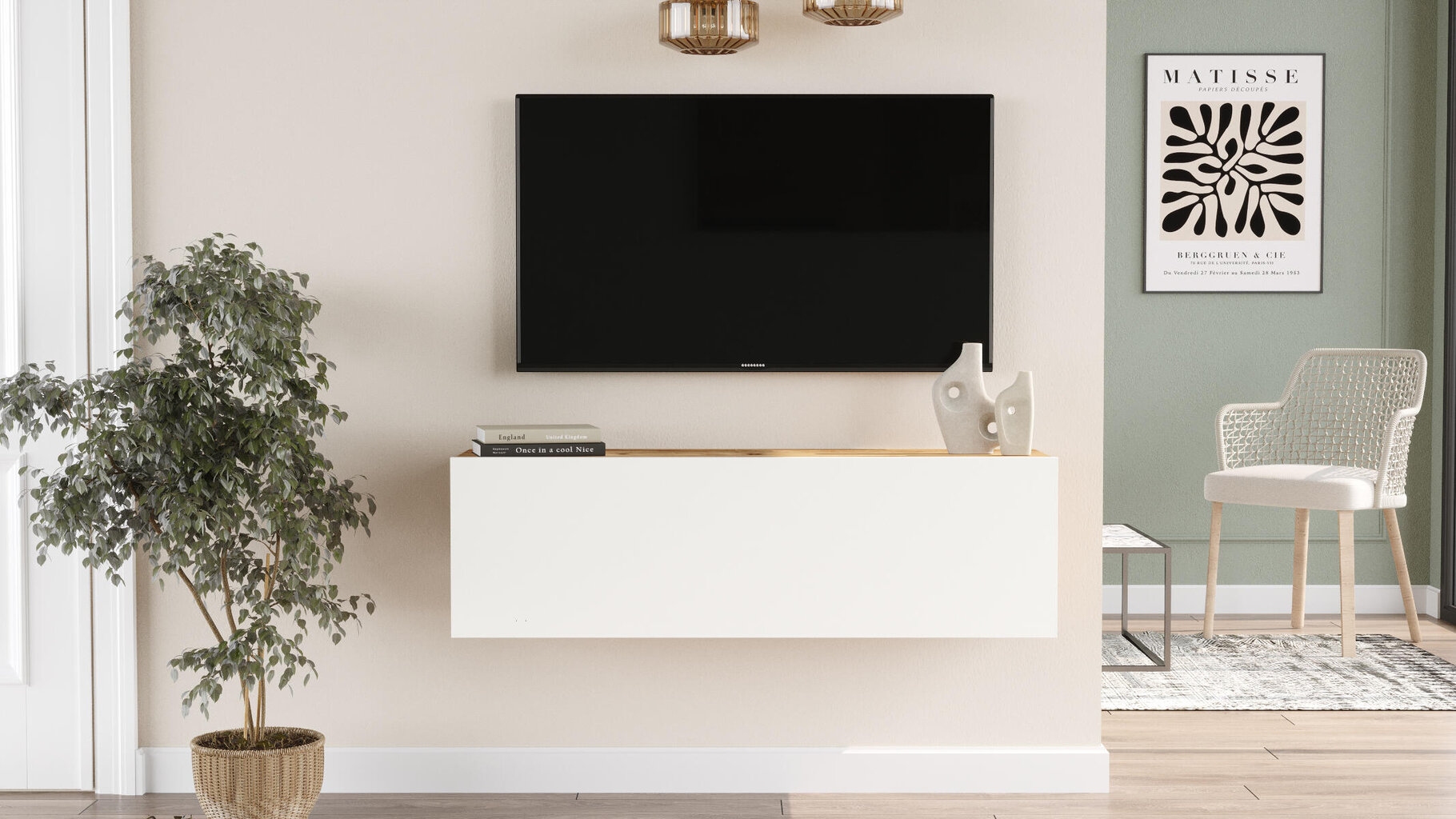 Tv staliukai Future12 FURNLUX CLASSIC, 100x32x30 cm, baltas цена и информация | TV staliukai | pigu.lt