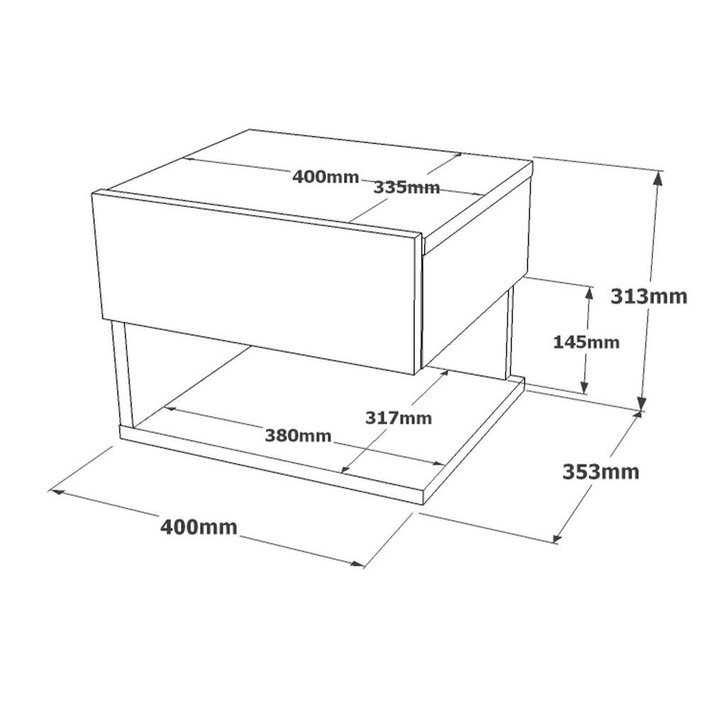 Spintelės prie lovos Love FURNLUX CLASSIC, 40x35x31 cm, pilka цена и информация | Spintelės prie lovos | pigu.lt