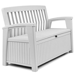 2-in-1 sodo suolas su erdvia saugykla PATIO STORAGE BENCH baltas 253818 KETER kaina ir informacija | Lauko suolai | pigu.lt